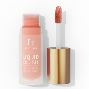 Colorete líquido FV, tinte cremoso modulable de larga duración para mejillas con color de alta pigmentación, fórmula ligera y difuminable para un acabado natural y húmedo