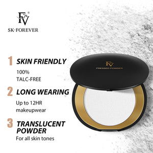 FV Polvo compacto traslúcido, Control de aceite sin talco y con acabado mate de larga duración, Cobertura media para piel clara a bronceada, 0.28 oz, Traslúcido