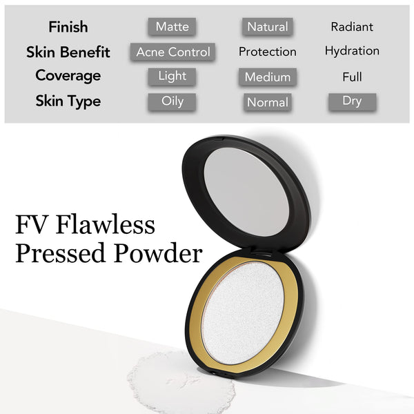 FV Polvo compacto traslúcido, Control de aceite sin talco y con acabado mate de larga duración, Cobertura media para piel clara a bronceada, 0.28 oz, Traslúcido