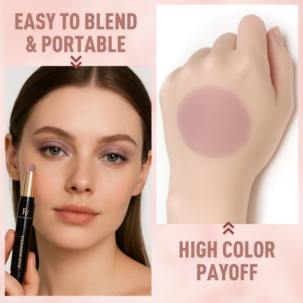 FV Barra de sombra de ojos en crema de larga duración, dúo de sombras de ojos en barra impermeables y altamente pigmentadas con brocha difuminadora, lápiz de sombra de ojos resistente a las arrugas y de acabado natural