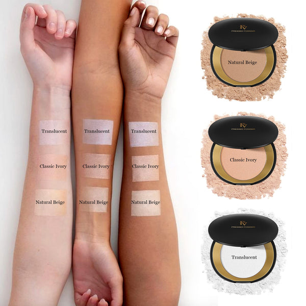 FV Polvo compacto traslúcido, Control de aceite sin talco y con acabado mate de larga duración, Cobertura media para piel clara a bronceada, 0.28 oz, Traslúcido