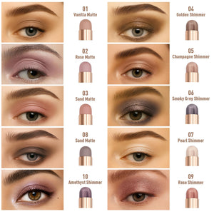 FV Barra de sombra de ojos en crema de larga duración, dúo de sombras de ojos en barra impermeables y altamente pigmentadas con brocha difuminadora, lápiz de sombra de ojos resistente a las arrugas y de acabado natural